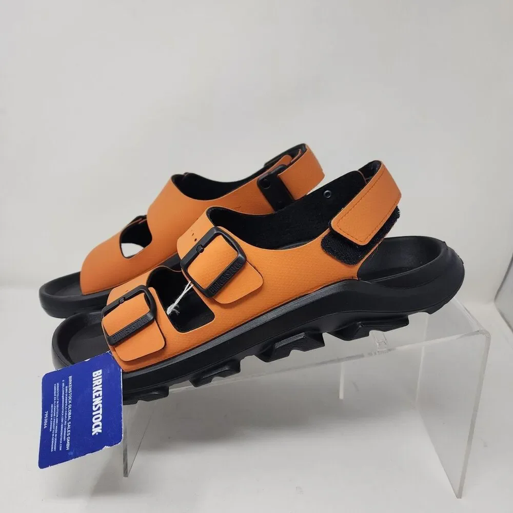 Birkenstock Sandals Mens Size 10 Orange Adjustable Buckle Backstrap Casual